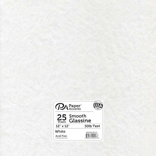 PA Paper&#x2122; Accents White 12&#x22; x 12&#x22; Glassine Paper, 25 Sheets